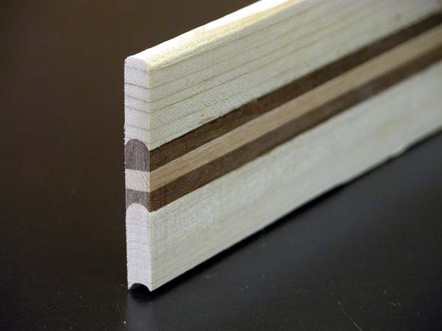 light bottom strip, cut oversize and planed to 1 / 4 " thick.